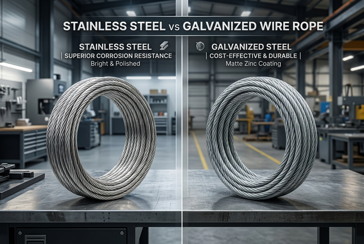 stainless steel vs galvanized wire rope comparison corrosion resistance cost